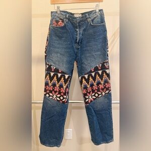 Vibrant Blue Patterned Men's Jeans